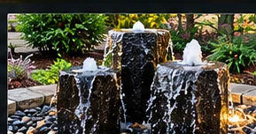 Basalt column bubbler water feature
